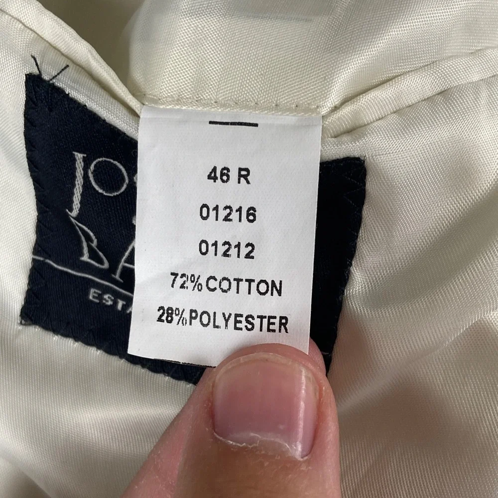 Jos A Bank Seersucker Blazer Mens 46R Blue Tailored Fit Cotton Blend Sport Coat